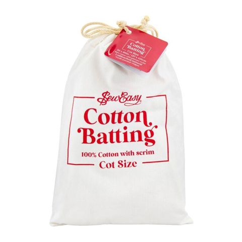 Sew Easy Precut Batting - 100% Natural Cotton with Scrim - Cot 127 x 152cm