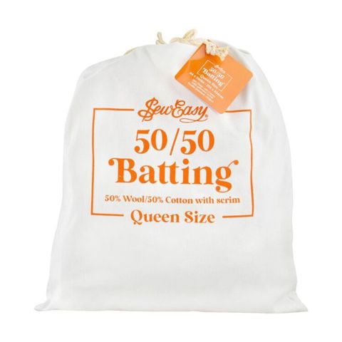 Sew Easy Precut Batting - 50% Wool / 50% Cotton with Scrim - Queen 213 x 254cm