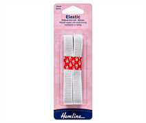 Elastic - Ribbed Non-Roll - Woven White 12mm x 2m