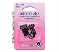 Bikini buckle set, black 12mm