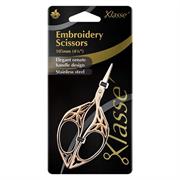 KLASSE SCISSORS - Scissors Embroidery Scroll - 4.25in  - elegant oval half gold