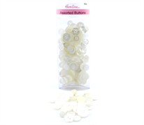 Buttons - Bulk pack - Assorted White Designs and Sizes
