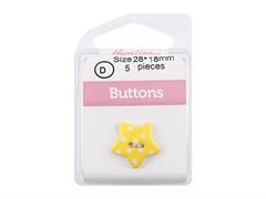 HEMLINE BUTTONS - Funky Dotted Star - yellow 18 mm