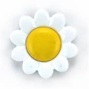 HEMLINE BUTTONS - White Petal Daisy - yellow 14mm
