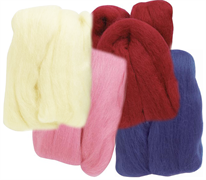 Natural Wool Roving – Off White, Blue, Pink & Red