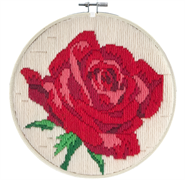 Long Stitch Kit - Ladybird Designs -  6In  Round (22 X 22Cm) - Rose Rouge