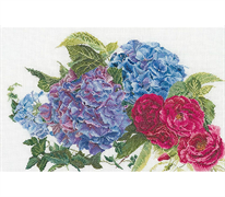 Thea Gouverneur Cross Stitch Kit - Hydrangea and Rose 460 x 300mm