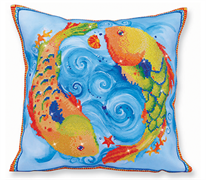 Diamond Dotz Decorative Pillowcase - Dancing Fish - 45 x 45cm (17.7in  x 17.7in ) fill not i