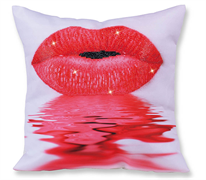 Diamond Dotz Decorative Pillowcase - Hot Lips - 45 x 45cm (17.7x 17.7in ) fill not inc.