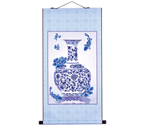 Diamond Dotz Premium Scroll - Oriental Blessing Peace - 48.5cm x 97cm - blue vase