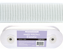 Elastic Ribbed Non-Roll - 25mm White