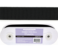 Elastic Ribbed Non-Roll - 20mm Black