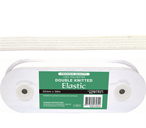 Elastic Double Knitted - 9mm White