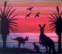 Batik Australian Silhouette Panels - Kangaroo