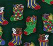 Christmas Series 100% Cotton Printed Fabric - Stockings on green
