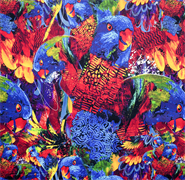 Lorikeets Aloft H - Packed Faces Fabric