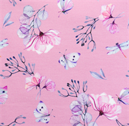 French Terry Jersey Fabric - Druck 160cm - Purple Pink Butterflies