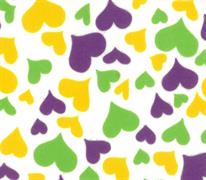Felt Acrylic Rectangles - Printed - hearts - yellow lavender lime