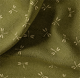 Japanese Dragonfly - 100% Cotton - Olive Green
