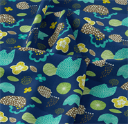 Nature - 100% Cotton - Flowers Navy
