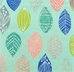 Nature - 100% Cotton - Leaves Cyan