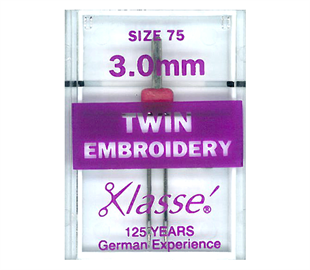Klasse' - Twin Embroidery Size 75 - 3.0mm Machine Needles - Pink