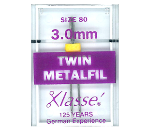 Klasse' - Twin Metallic Size 80 - 3.0mm Machine Needles - Yellow