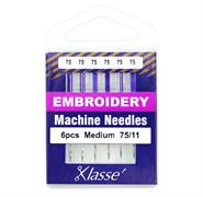 Klasse Machine Needle Embroidery Size 75/11 - 6 per cassette