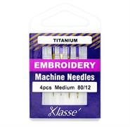 Klasse Machine Needle Embroidery-Titanium Size 80/12 - 4 per cassette