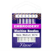 Klasse Machine Needle Embroidery Size 90/14 - 6 per cassette
