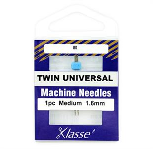 KLASSE NEEDLES - Machine Needle Twin-Universal Size 80/1.6Mm - 1 per cassette
