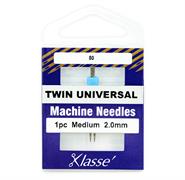 Klasse Machine Needle Twin-Universal Size 80/2.0Mm - 1 per cassette