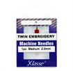 KLASSE NEEDLES - Machine Needle Twin-Embroidery Size 75/2.0Mm - 1 per cassette