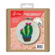 SEW EASY COLLECTION - Punch Needle Kit With Hoop (4In ) - cuddles the cactus