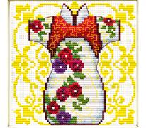 No Count Cross Stitch On White Aida 14 - female geisha rose 12 x 12cm