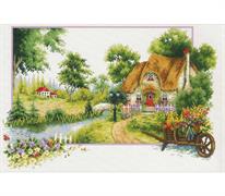 No Count Cross Stitch On White Aida 14 - summer cottage 46 x 31cm