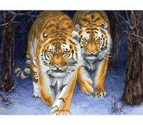 No Count Cross Stitch - Printed Aida 11 - stalking tigers 85 x 62cm