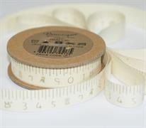 PRINTED COTTON RIBBON 15MM X 5M-100% cotton  cream / tape measure