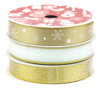 Christmas Ribbon Pack - Coordinated Trio Spool - GOLD 