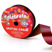 CELEBRATE - Wrapping Ribbon Metallic 23mm X 10m - burgundy