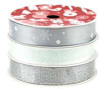 Christmas Ribbon Pack - Coordinated Trio Spool - SILVER