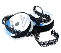 Black Cotton Lace Ribbon - 8mm x 5m & 10mm x 5m