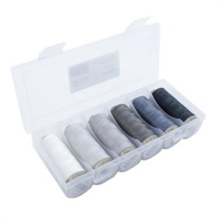 SEW EASY COLLECTION - Fine Quilting Thread 100% Cotton 6Pc Pack - mixed solid  50/2 1100m asst cols