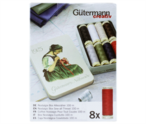 GUTERMANN - Nostalgic Box Sew-All Thread - 8 reels - 100m   tin 1925 basics