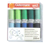 Gutermann Embroidery Thread Set - Blues and Greens