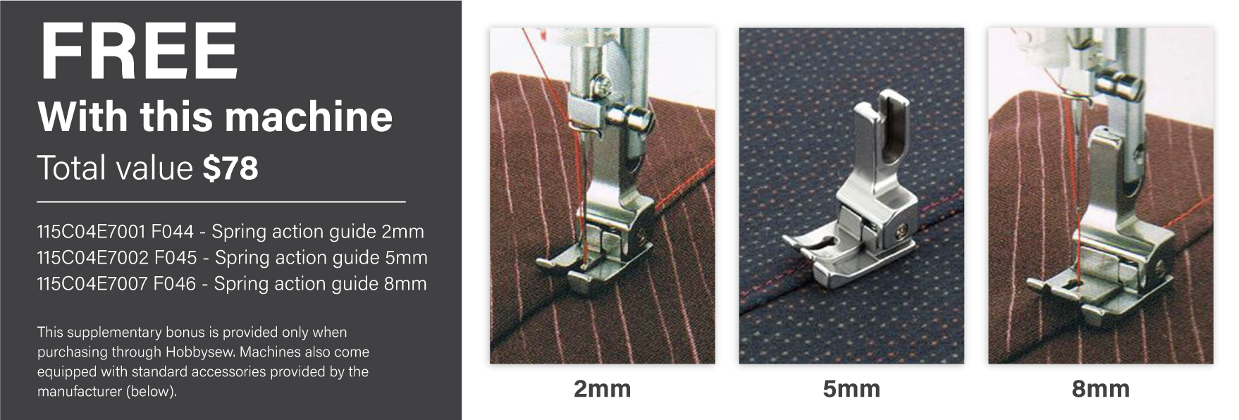 F044 - Spring action guide 2mm, F045 - Spring action guide 5mm & F046 - Spring action guide 8mm RRP Value: $78.00, WHILE STOCK LASTS