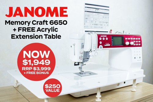 Janome MC6650 + Extension Table August 2025 HOMEPAGE Banner