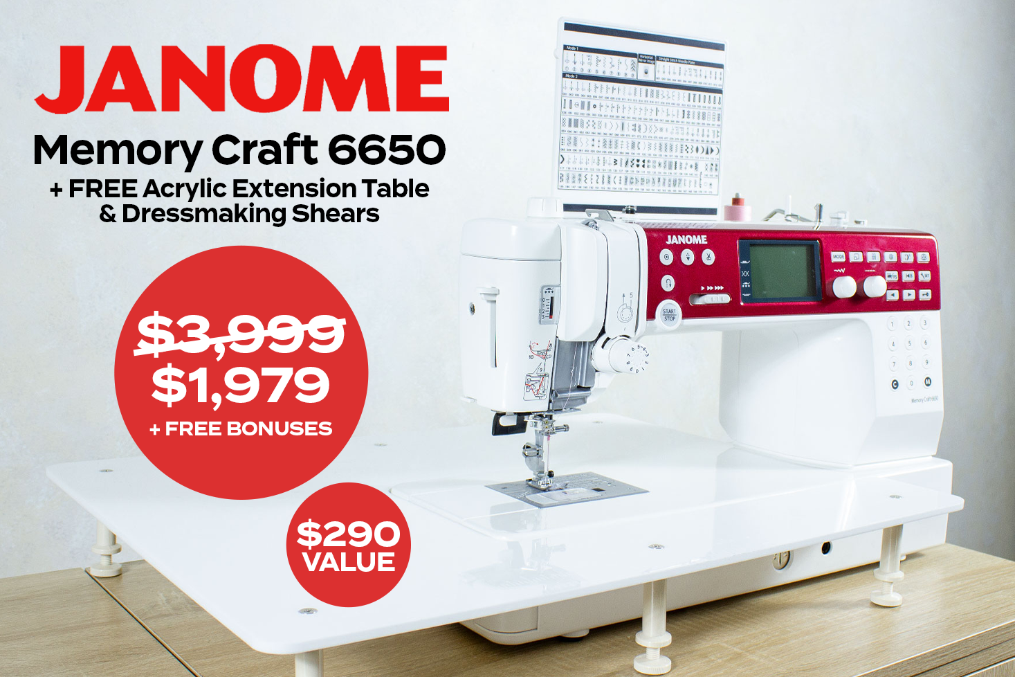 Janome MC6650 + Extension Table September 2025 HOMEPAGE Banner