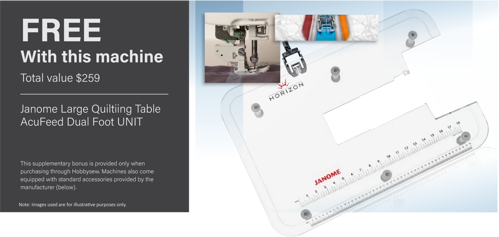 Bonus Large Quiltiing Table,AcuFeed Dual Foot UNIT BONUS VALUE $259