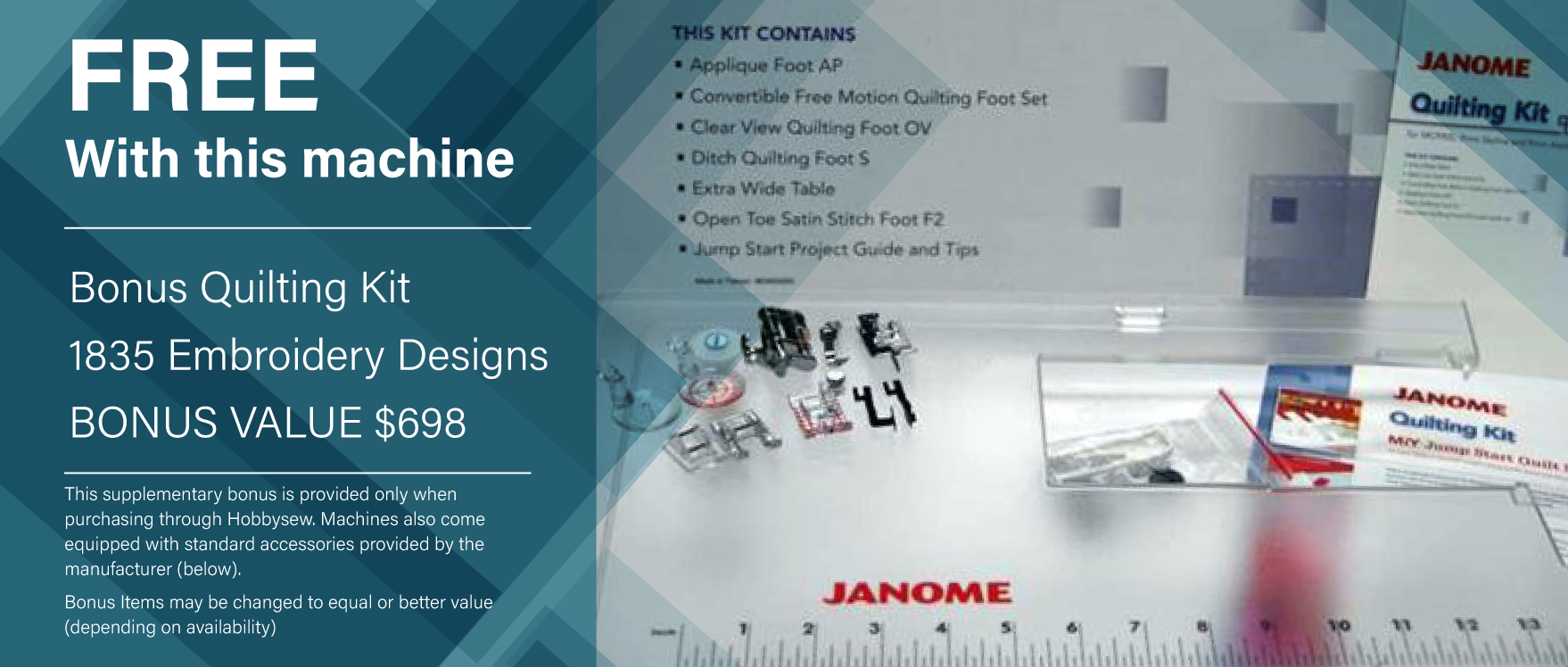 Bonus Quilting Kit & 1835 Embroidery Designs BONUS VALUE $698